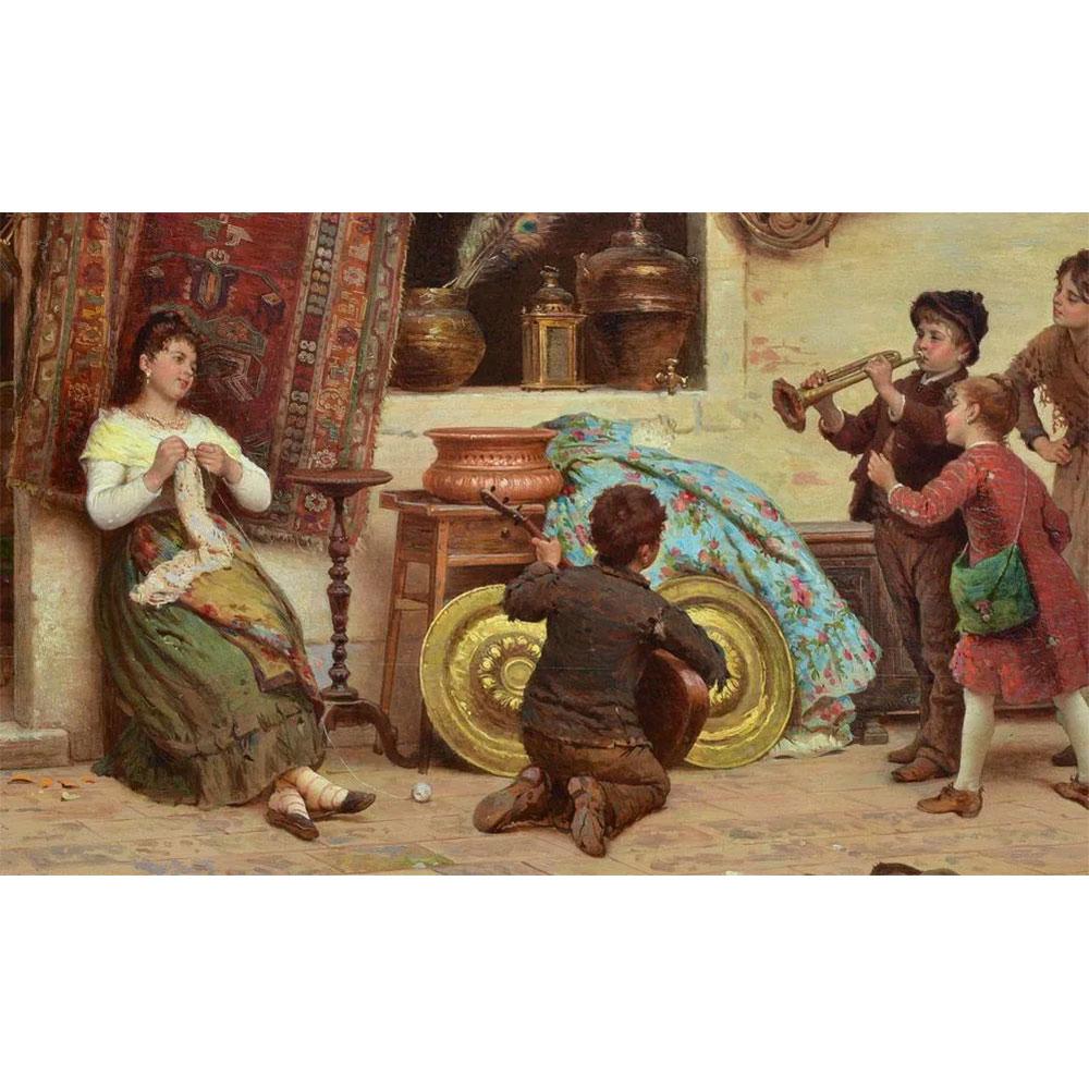 XIXe siècle Peinture raffine de la performance musicale d'Antonio Ermolao Paoletti en vente