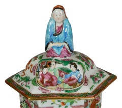 Fine pair 19th Century Rose Medallion lidded vases.