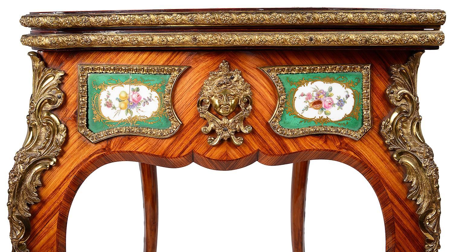 Louis XVI Fine Pair 19th Century Sèvres Mounted Card Tables For Sale