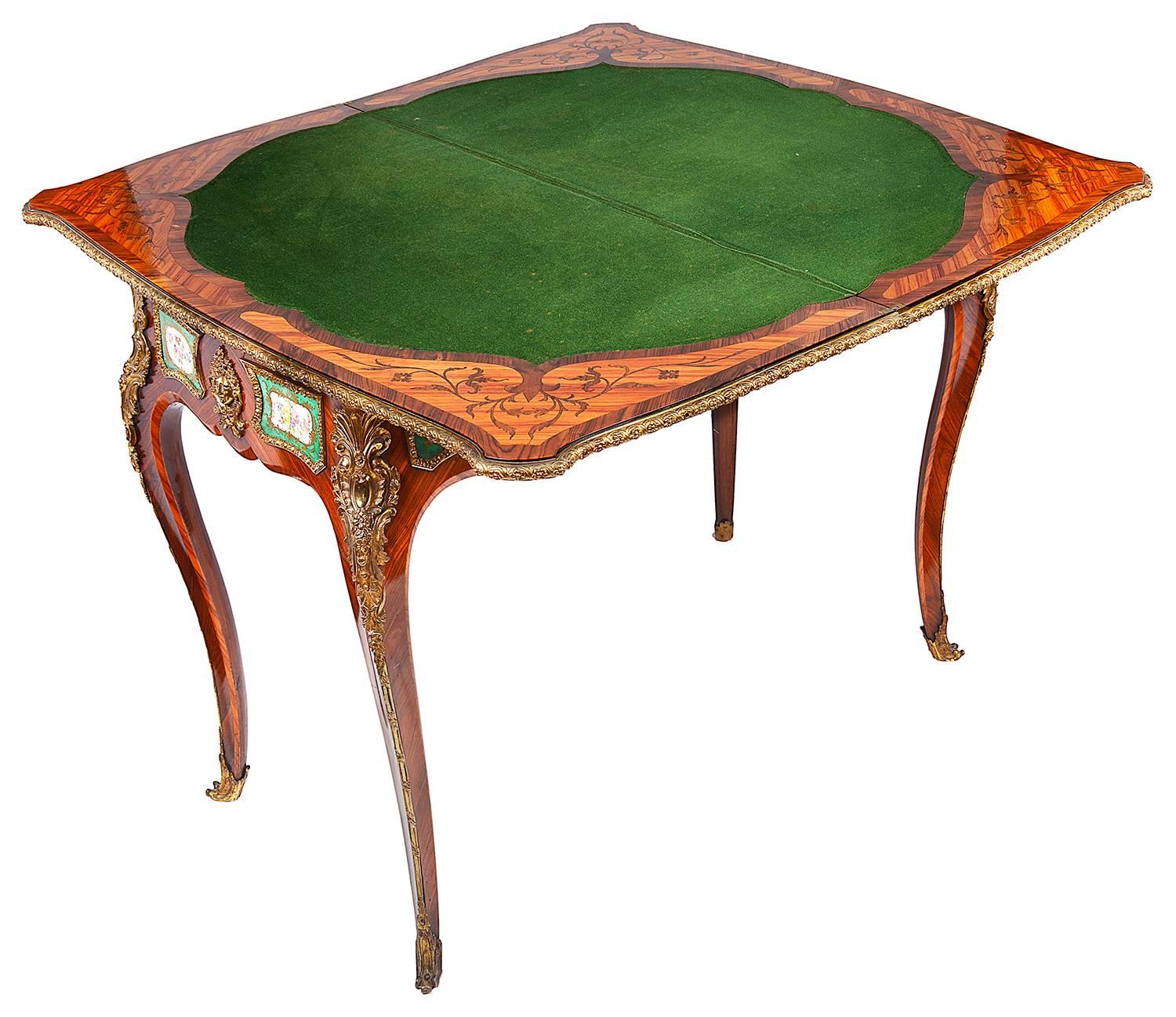 Fine Pair 19th Century Sèvres Mounted Card Tables For Sale 1