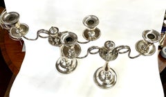 Fine Pair Antique English "Old Sheffield Plate" Geo. III 2-Light Candelabra