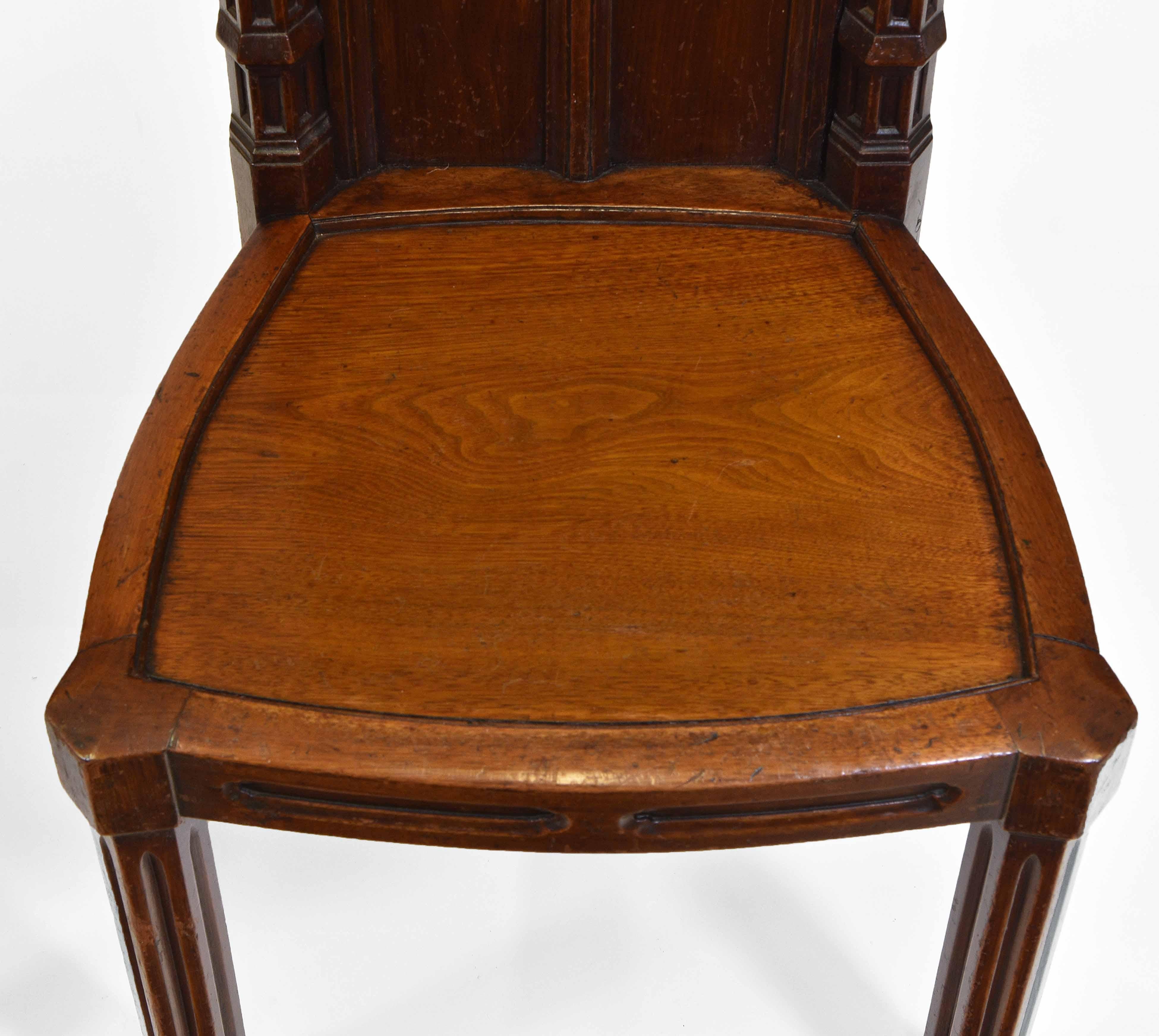 Fine Pair Antique Gothic Walnut Hall Chairs 4