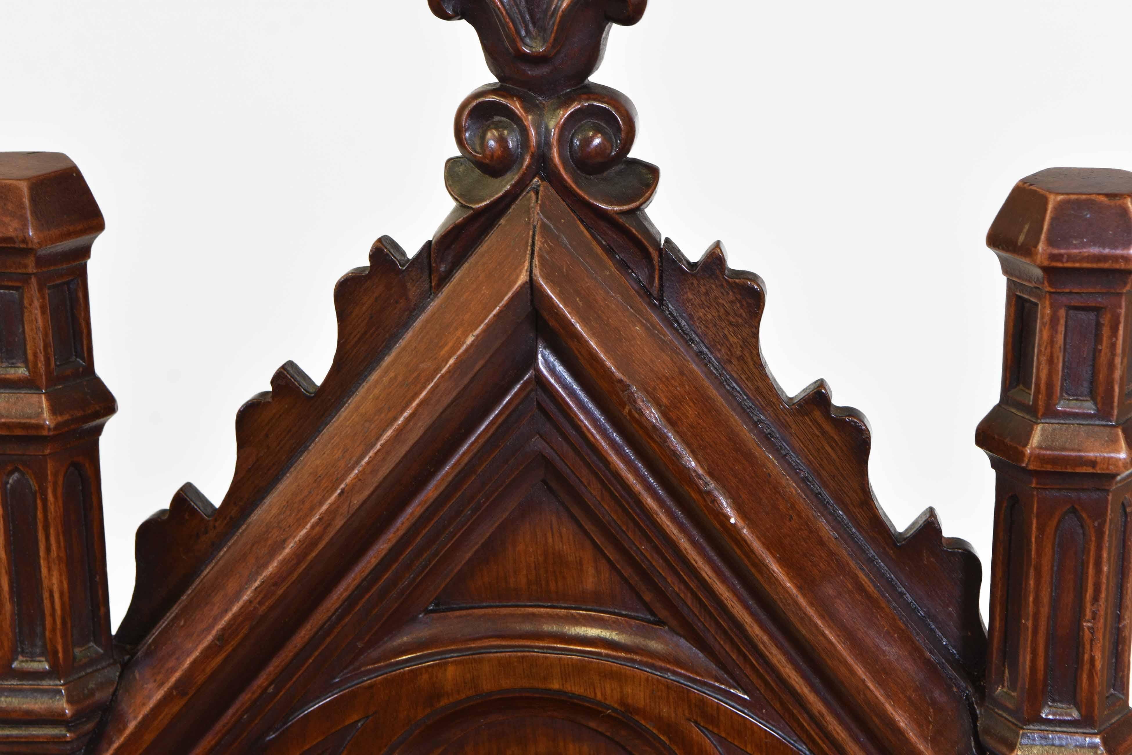 Fine Pair Antique Gothic Walnut Hall Chairs 7
