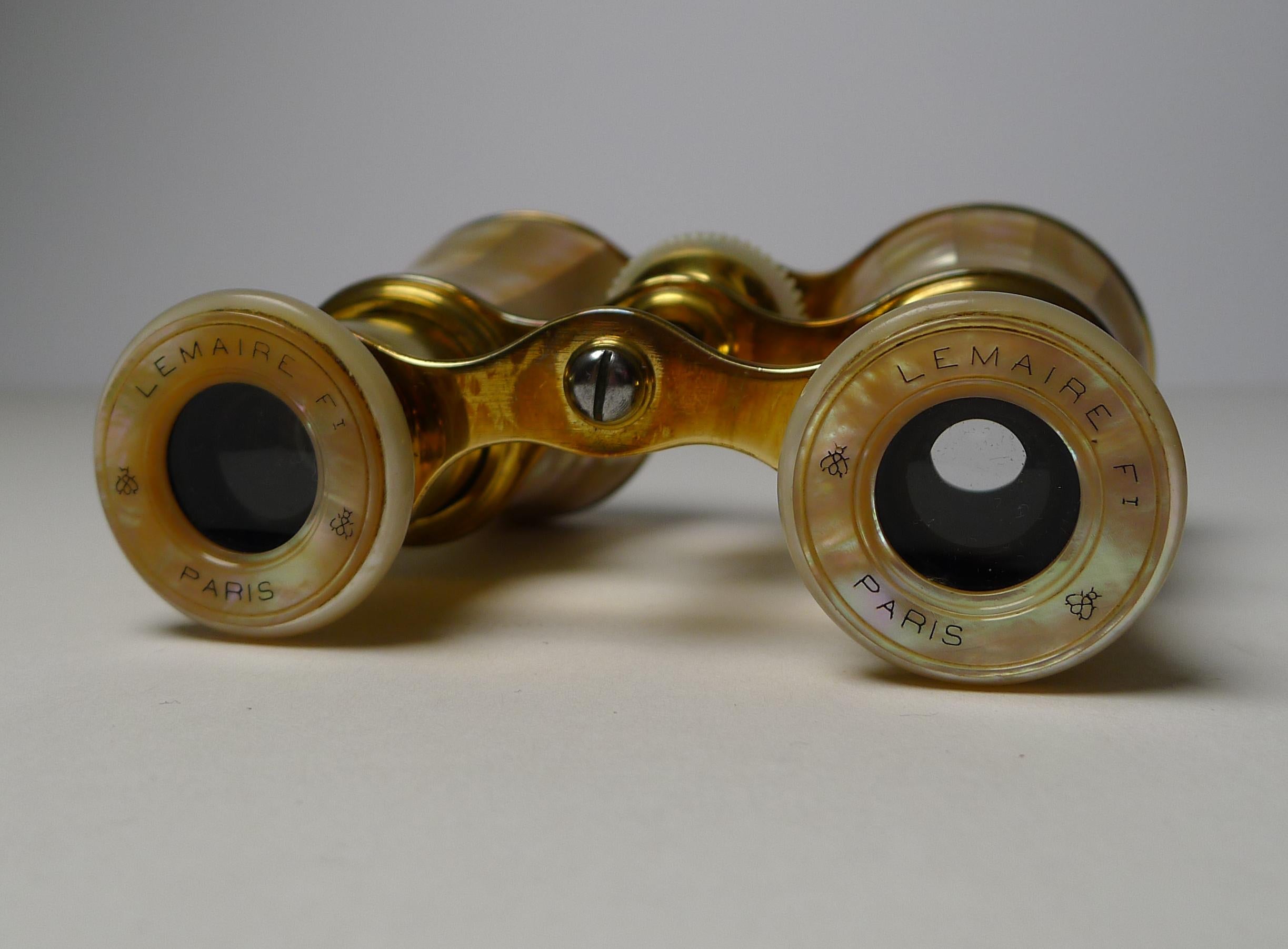 Early 20th Century Fine Pair Antique Mother of Pearl Opera Glasses by LeMaire, Paris c.1900