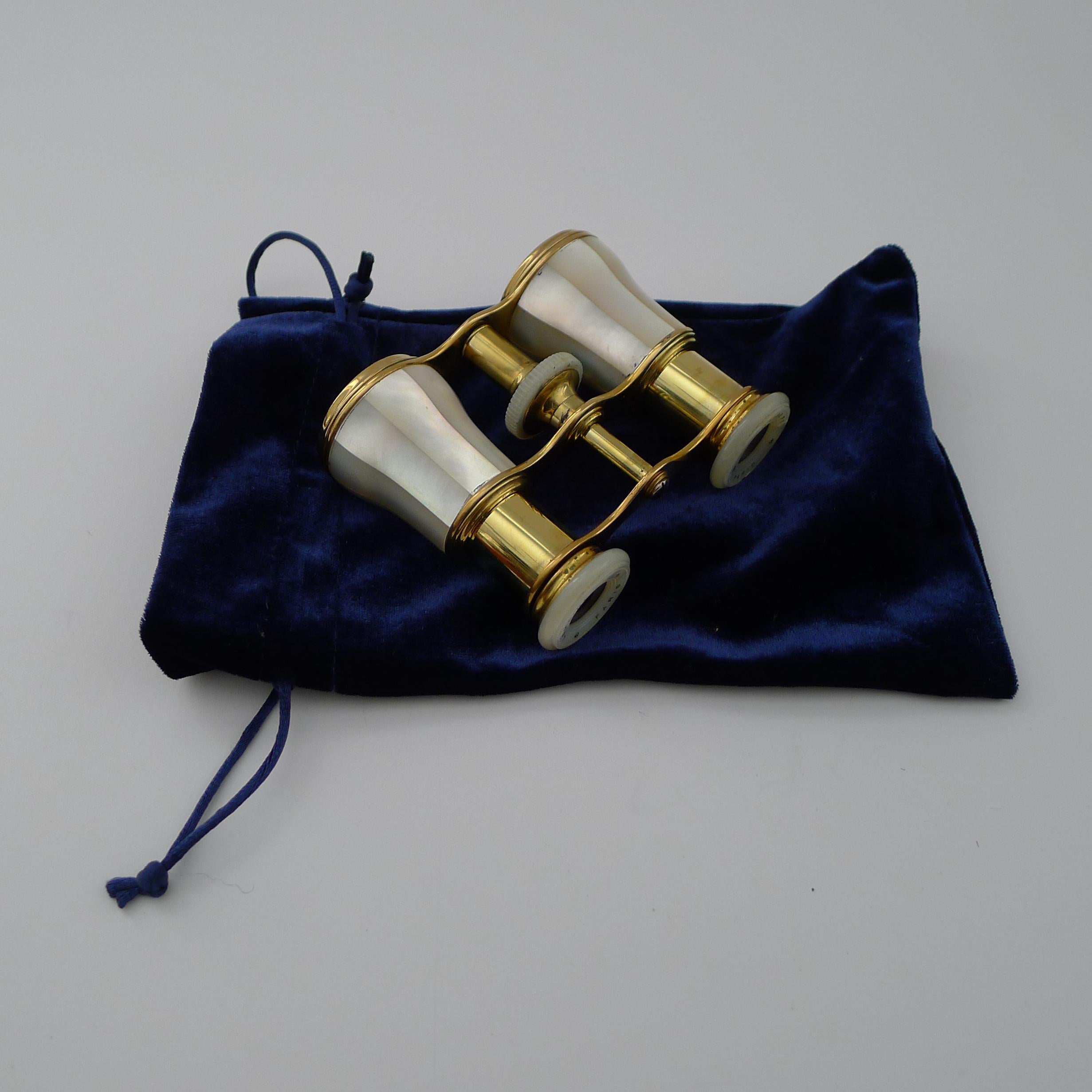 Fine Pair Antique Mother of Pearl Opera Glasses by LeMaire, Paris c.1910 For Sale 3