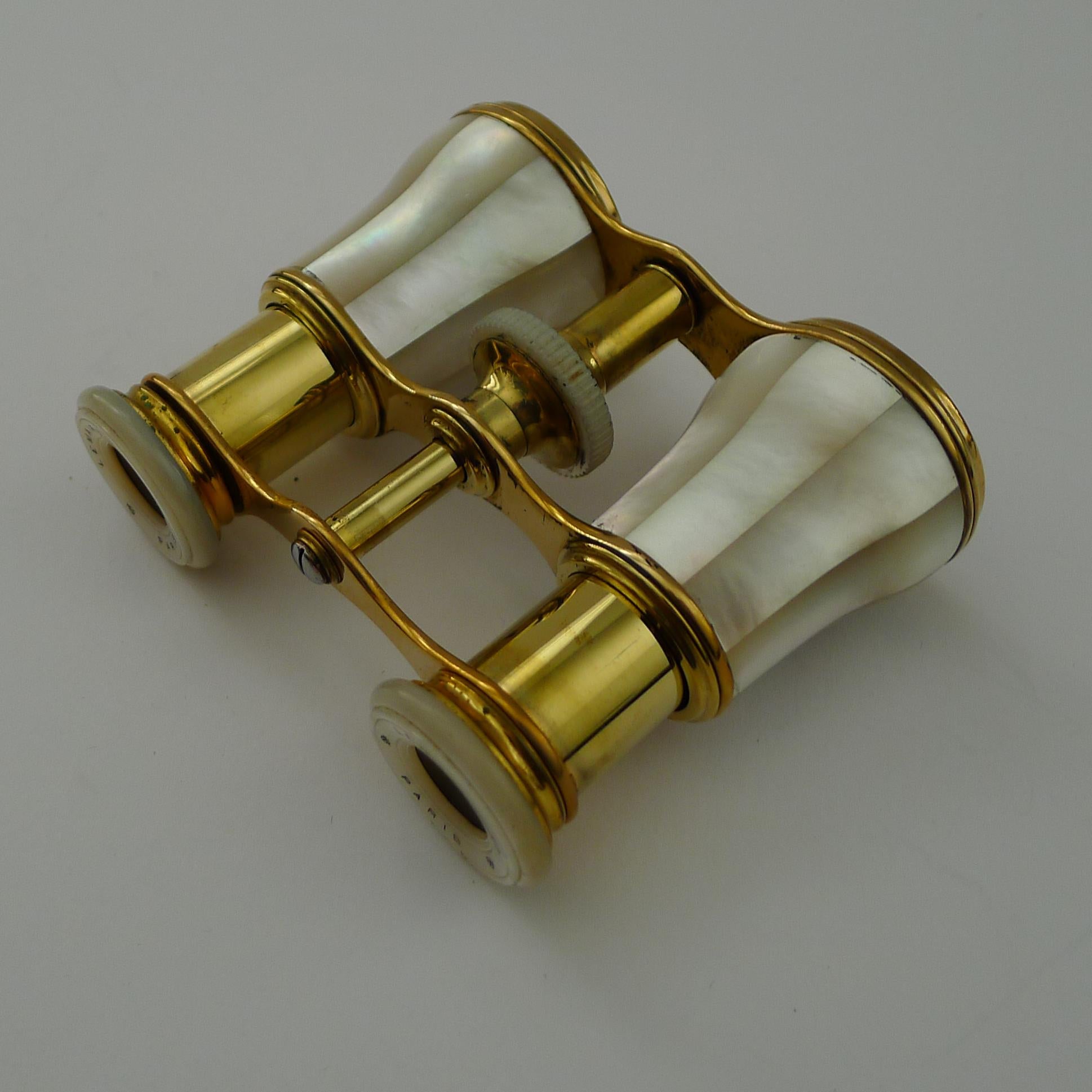20th Century Fine Pair Antique Mother of Pearl Opera Glasses by LeMaire, Paris c.1910 For Sale
