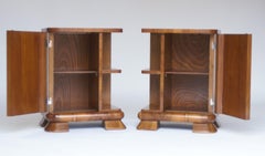 Fine Pair Art Deco Walnut & Burr Walnut Bedside Cupboards circa 1930s