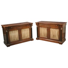 Fine Pair Banded Rosewood English Regency Side Cabinets, C1930s