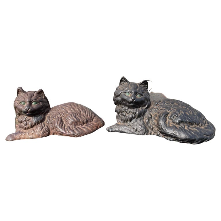 Black Cat Scaredy Cat Cast Iron Halloween Figurine Door Stop, 7.5