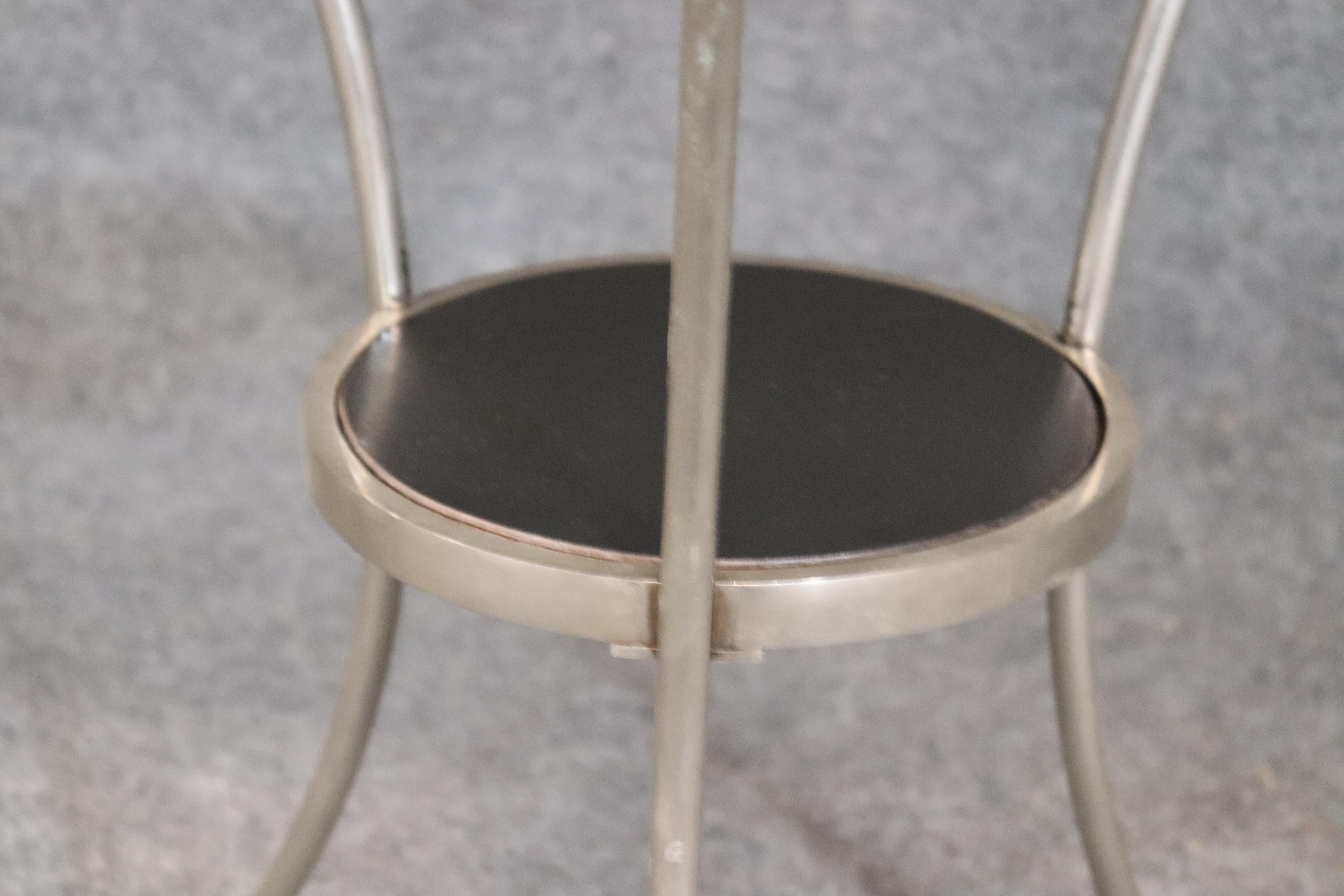 Late 20th Century Fine Pair of Black Marble-Top Steel French Louis XVI Gueridons End Tables 