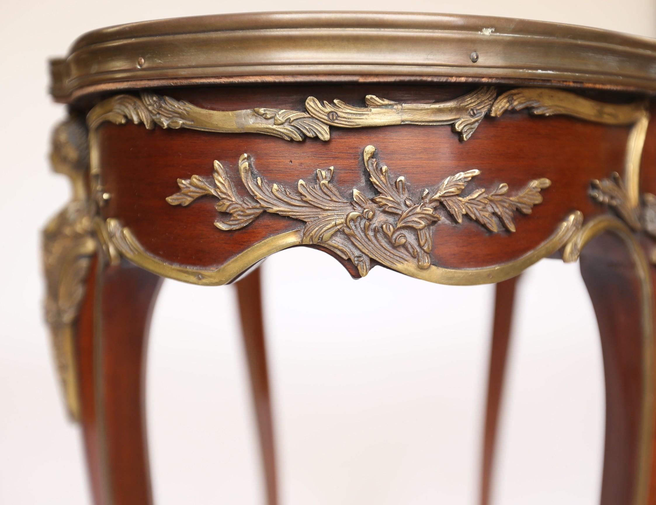 Fine Pair French Amaranth, Marble & gilt Lamp Tables. For Sale 5