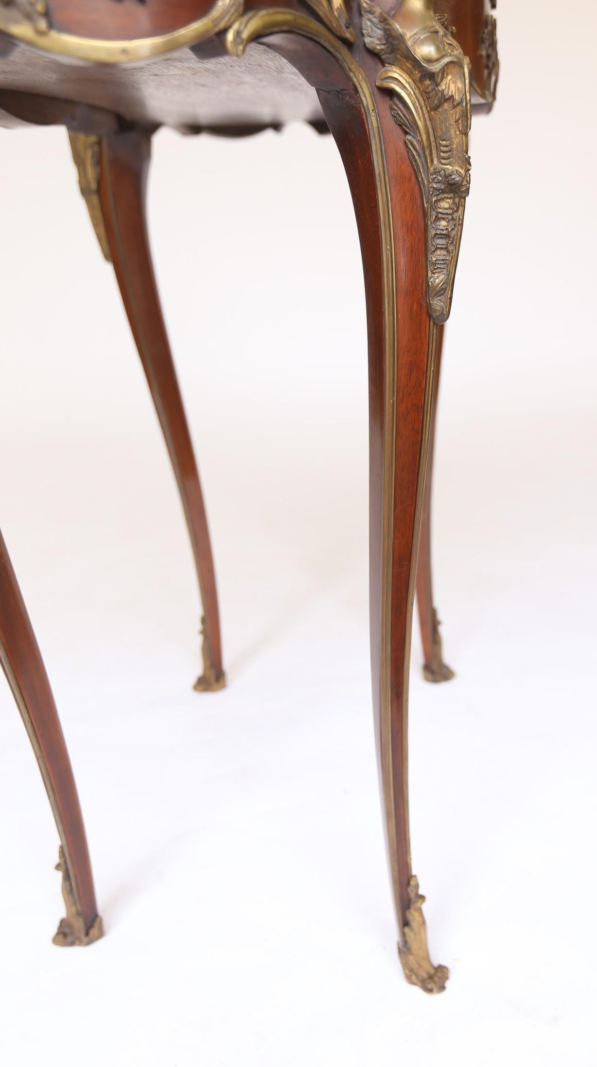 Fine Pair French Amaranth, Marble & gilt Lamp Tables. For Sale 6