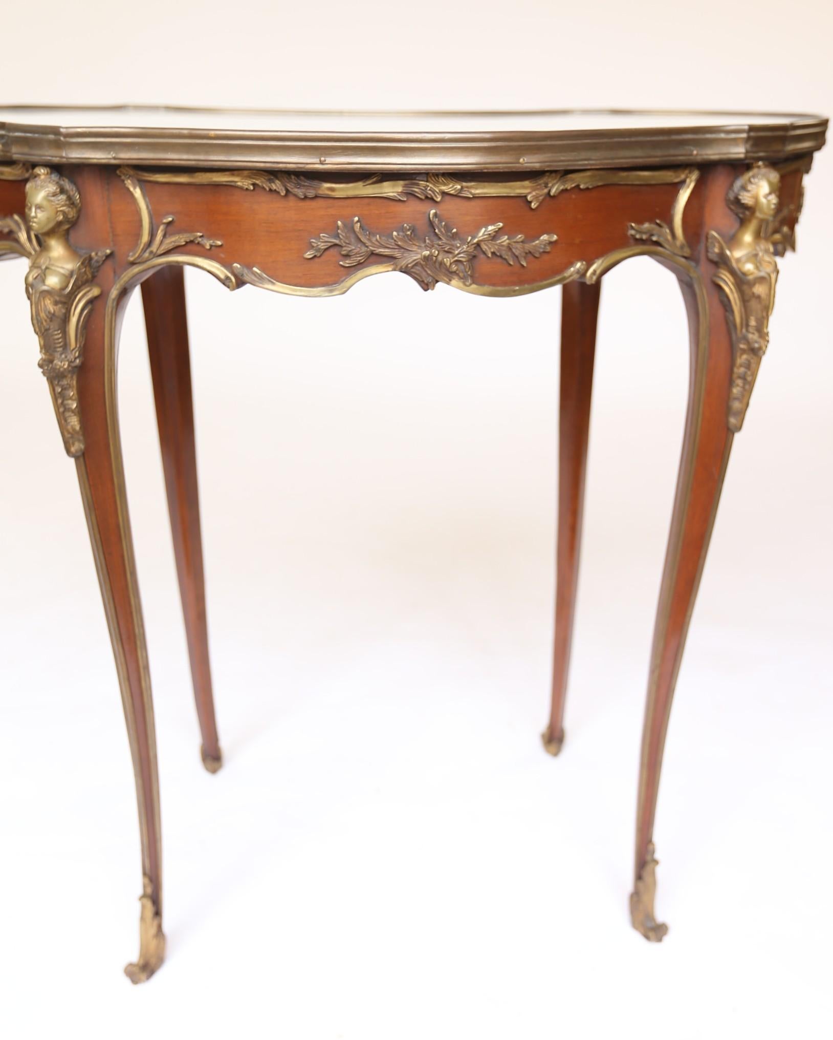 Fine Pair French Amaranth, Marble & gilt Lamp Tables. For Sale 7