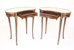 Fine Pair French Amaranth, Marble & gilt Lamp Tables.