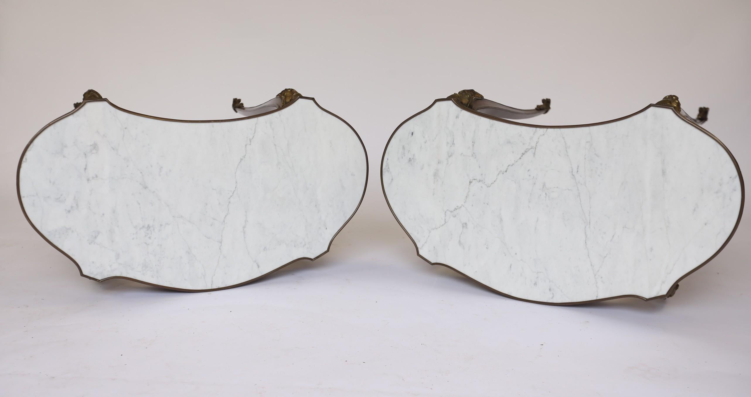 Early 20th Century Fine Pair French Amaranth, Marble & gilt Lamp Tables. For Sale