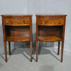 Fine Pair English Mahogany Bedside Lamp Cabinets