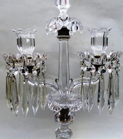 Fine Pair of French Baccarat France Full Lead Crystal Candelabra, 19th Century