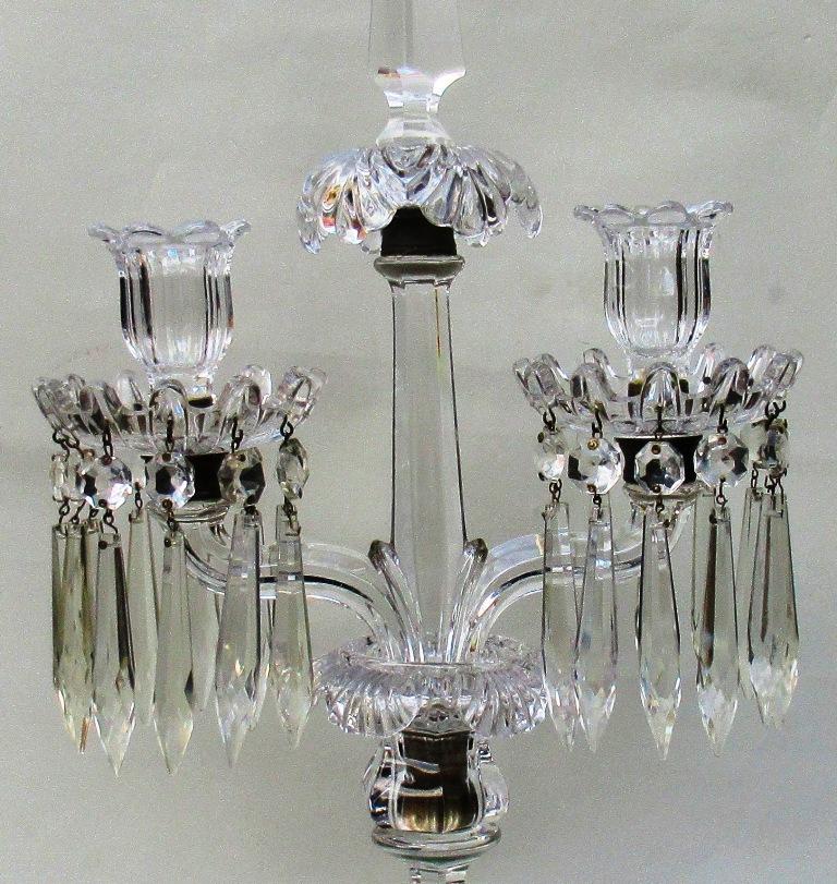 Fine Pair of French Baccarat France Full Lead Crystal Candelabra, 19th Century In Good Condition In Dublin, Ireland