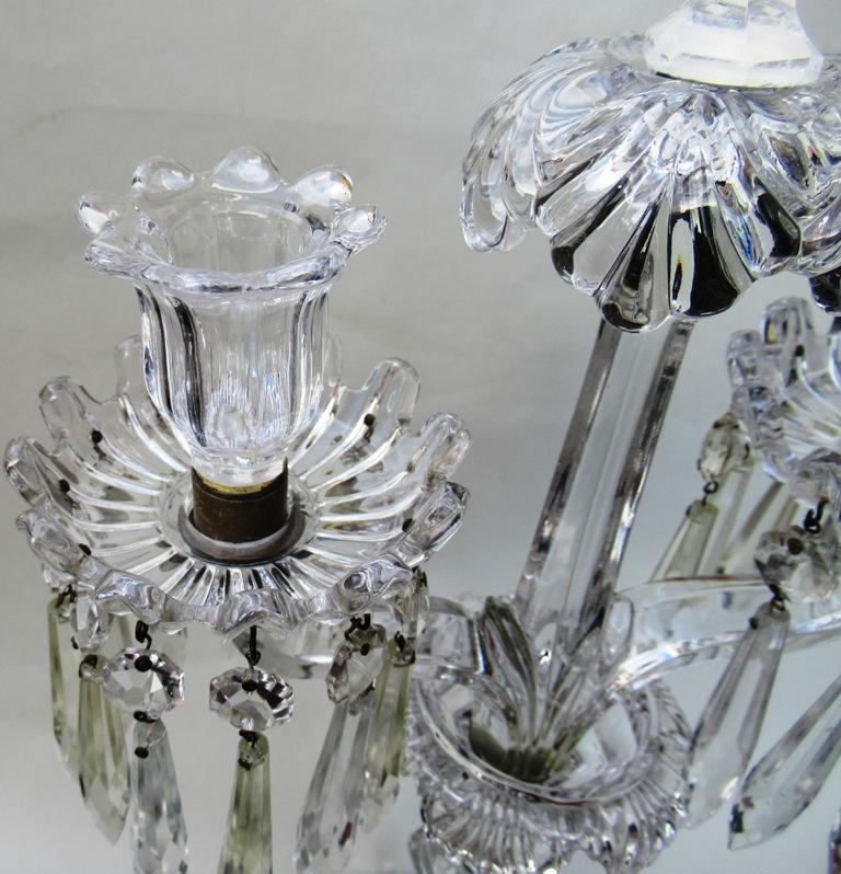 Fine Pair of French Baccarat France Full Lead Crystal Candelabra, 19th Century 1