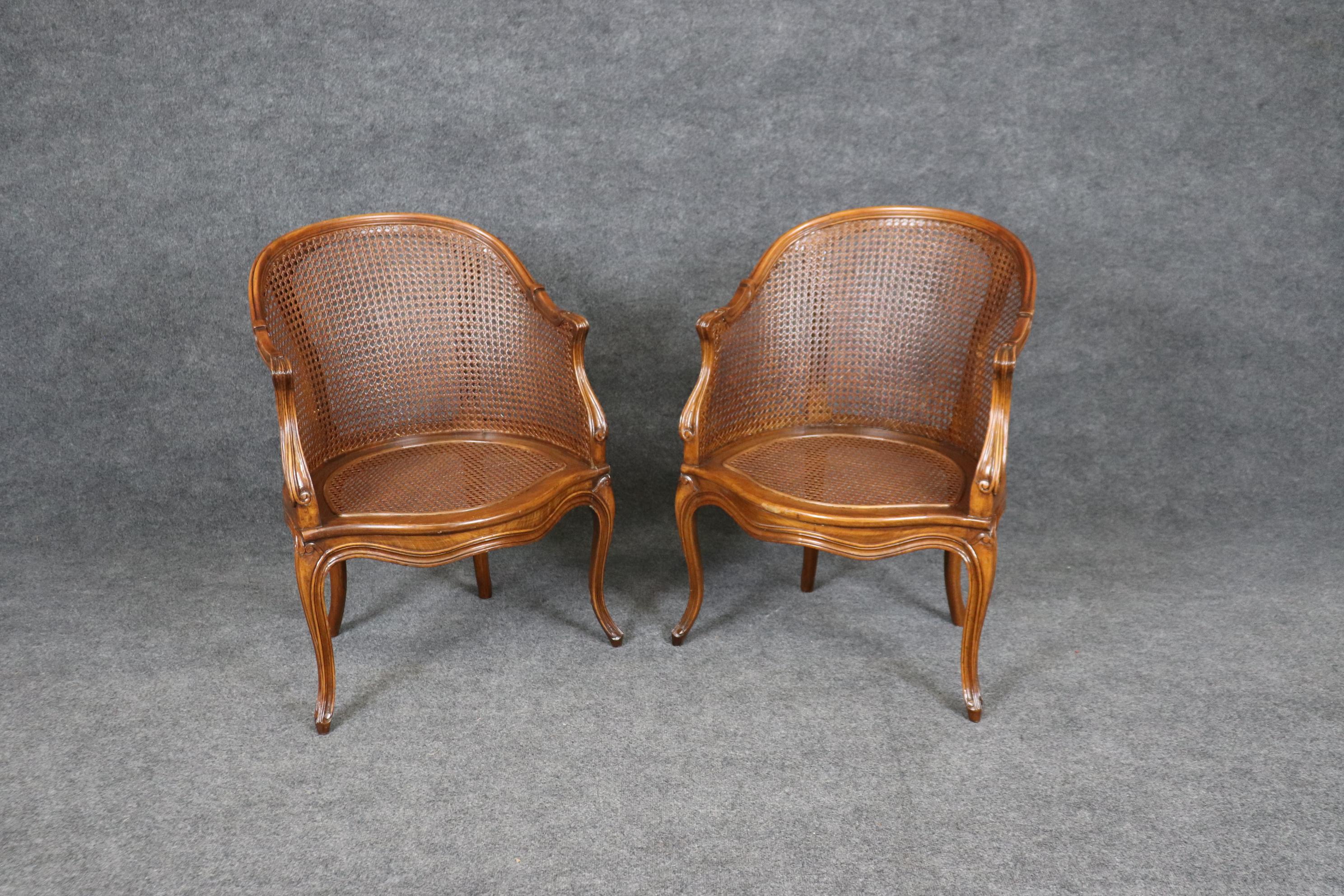 This is a  dreamy, delicate and light pair of French made bergère chairs with cane paneled seats and backs. They remind me of the time I was in Key West and sat in a similar pair with the cool ocean breezes and relaxed feeling of being on that