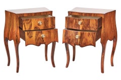 Fine Pair French Walnut Bombe Shape 2 Drawer Chests, circa 1920s