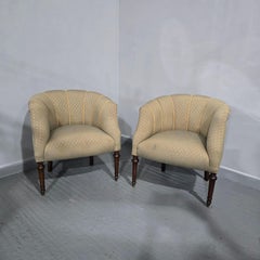 Fine Pair French Walnut Tub Chairs