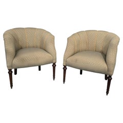 Fine Pair French Walnut Tub Chairs