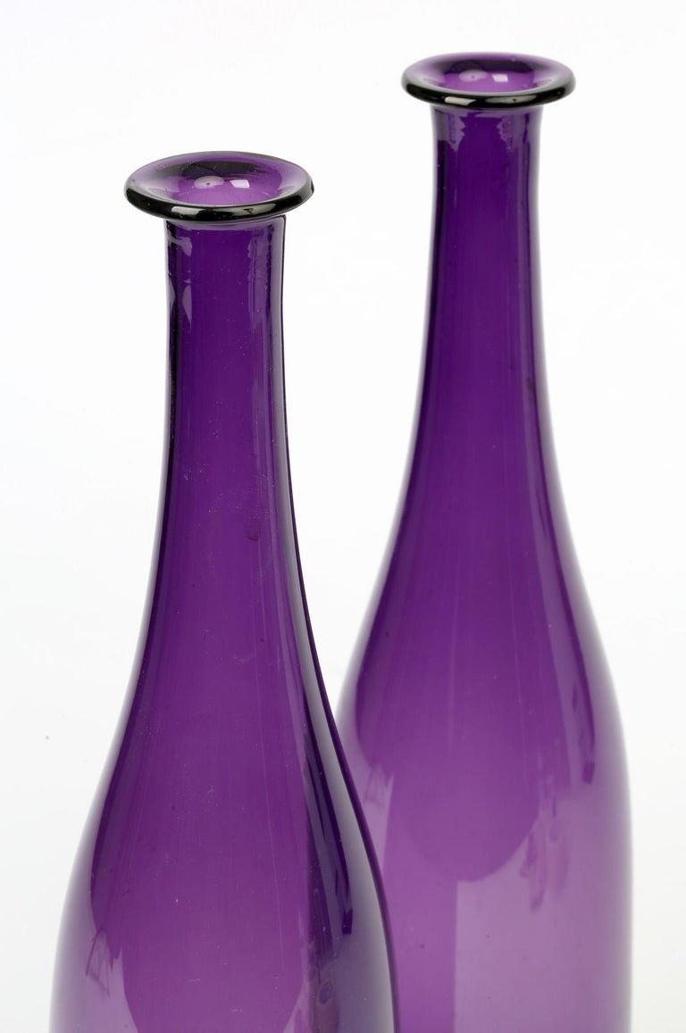 Fine Pair of Amethyst Glass Wine Decanters at 1stDibs