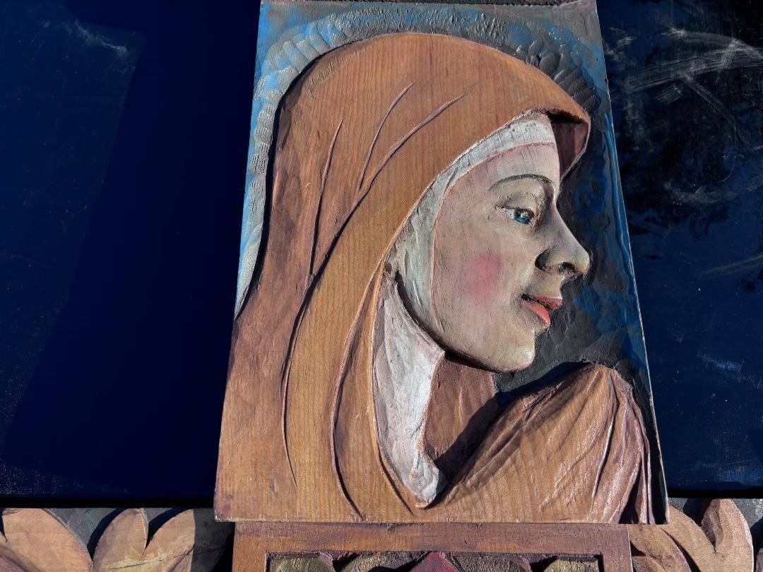 Pareja pintada a mano de arte popular forastero , Charles Pizzano, 1950 mediados del siglo XX en venta