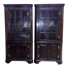 Fine Pair Henkel Harris Pair Fairfax Mahogany Corner Cabinets Cupboards