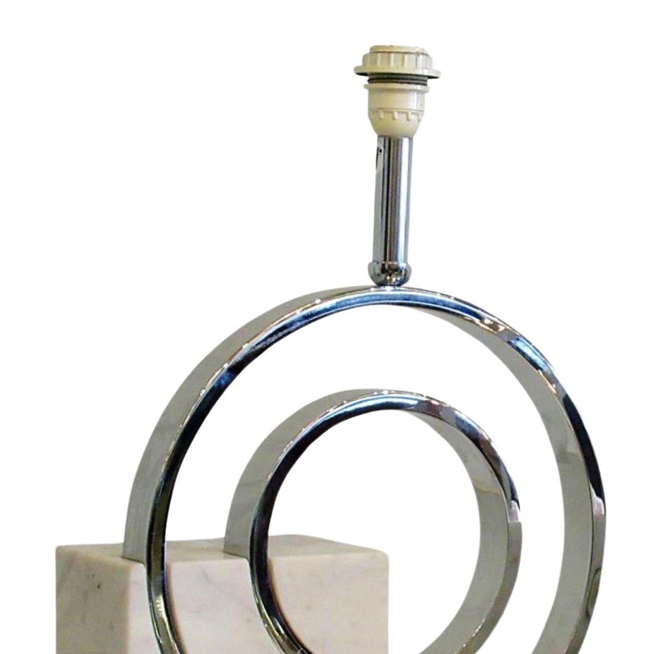 Hand-Crafted Fine Pair Italian Modern Marble & Chrome Table Lamps, Angelo Mangiarotti, 1970s For Sale