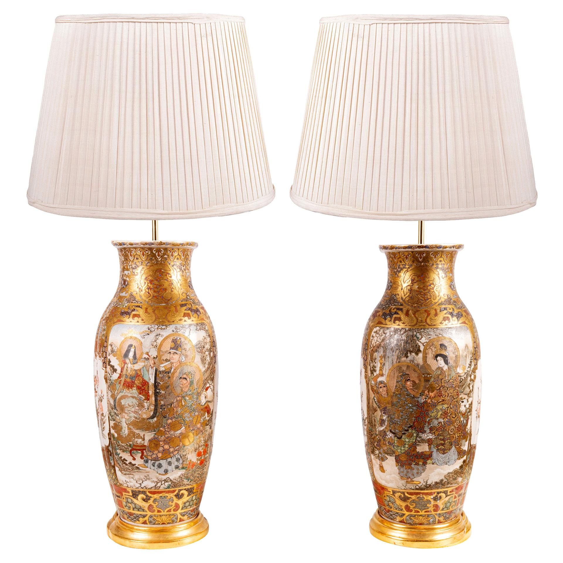 Antique Satsuma Ware Japanese Table Lamp at 1stDibs