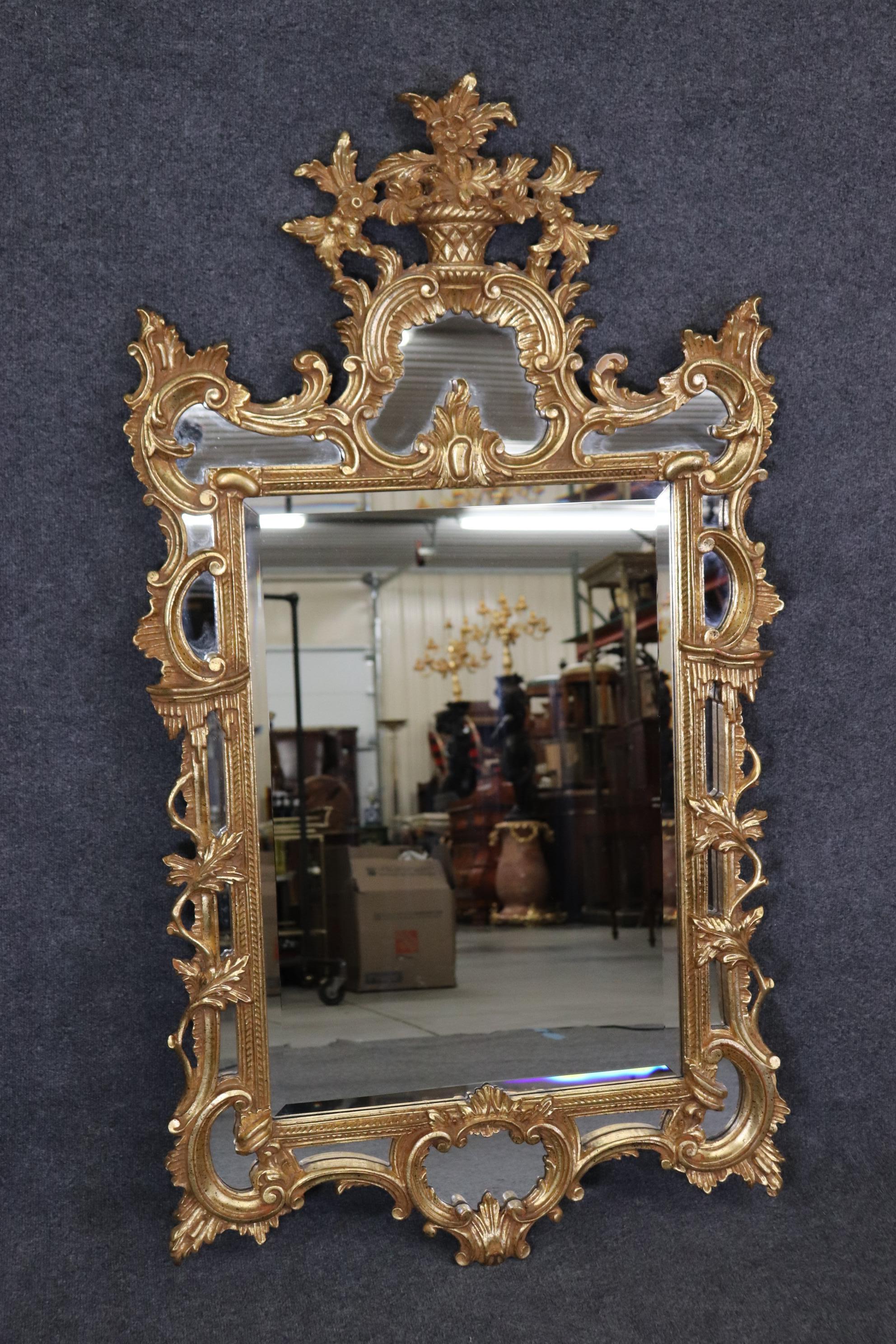 Fine Pair LaBarge Gilded Beveled French Louis XV Style Mirrors Made in Italy  1