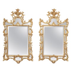 Fine Pair LaBarge Gilded Beveled French Louis XV Style Mirrors Made in Italy
