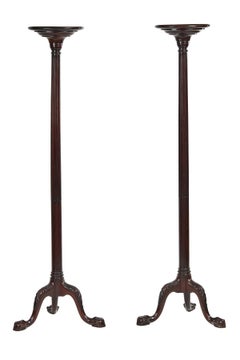 Fine Pair Mahogany & Carved Torchere Stands