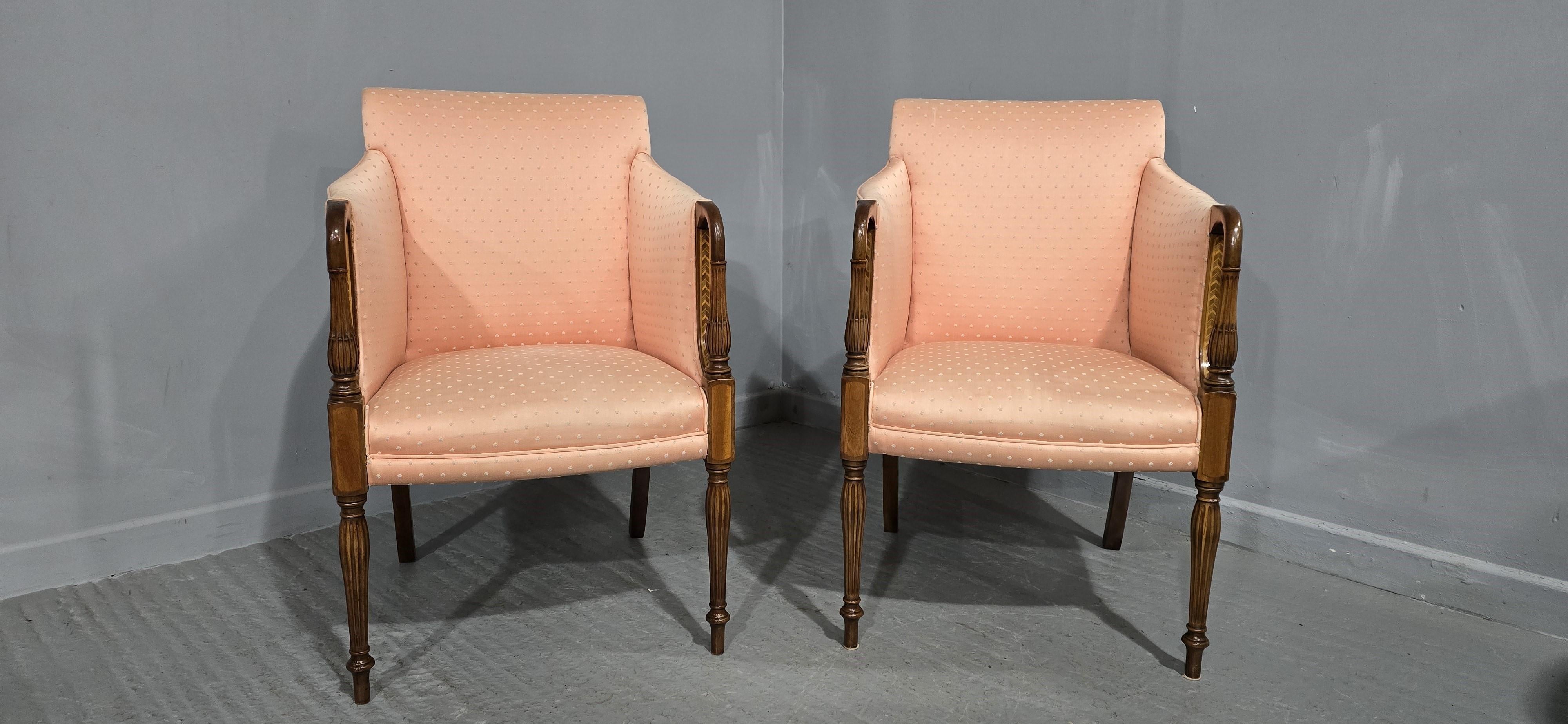 Regency Fine Pair Mahogany Inlaid Armchairs in vendita