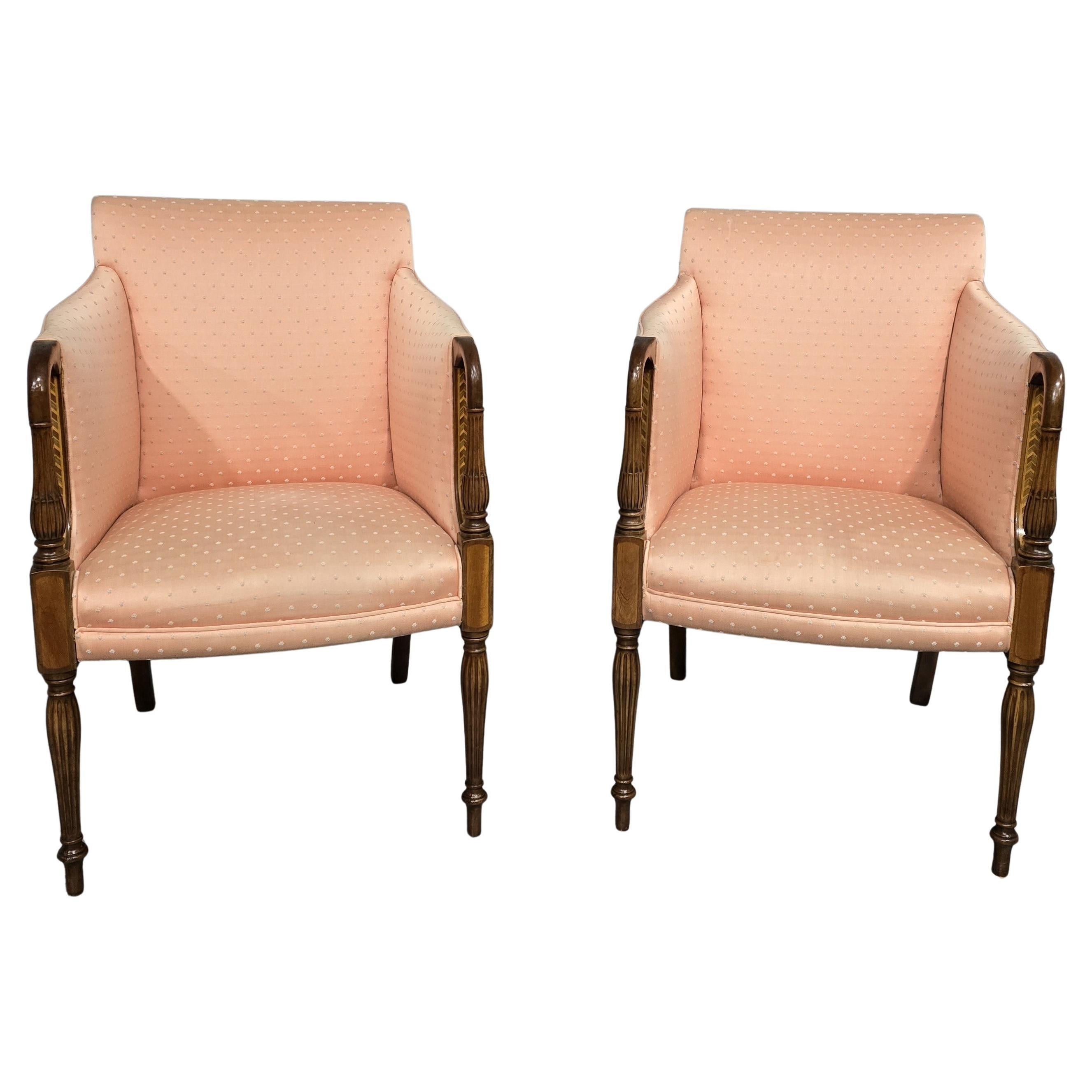 Fine Pair Mahogany Inlaid Armchairs in vendita