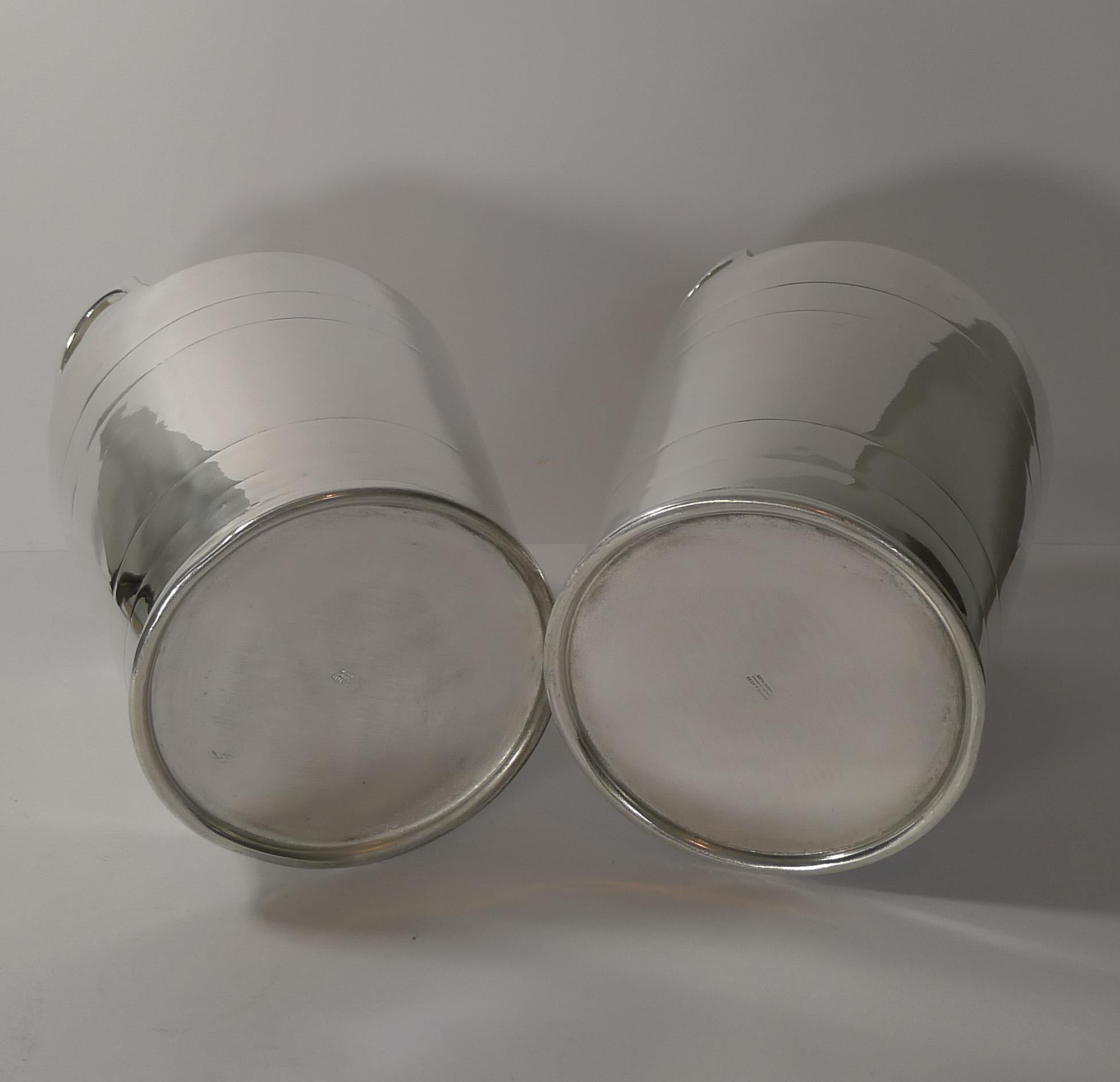 Mid-20th Century Fine Pair of Mappin & Webb Silver Plated Wine Coolers / Champagne Buckets