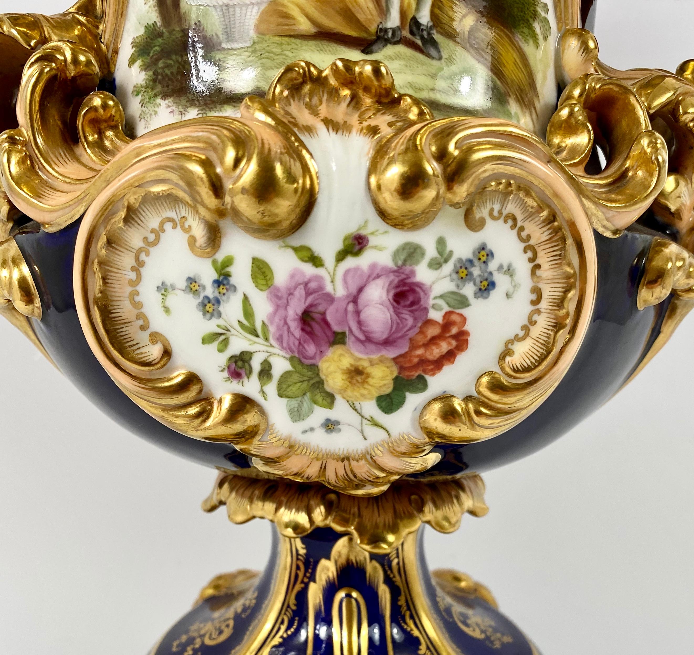 Fine pair Minton porcelain vases & covers, ‘Four Seasons’ c. 1830. 4
