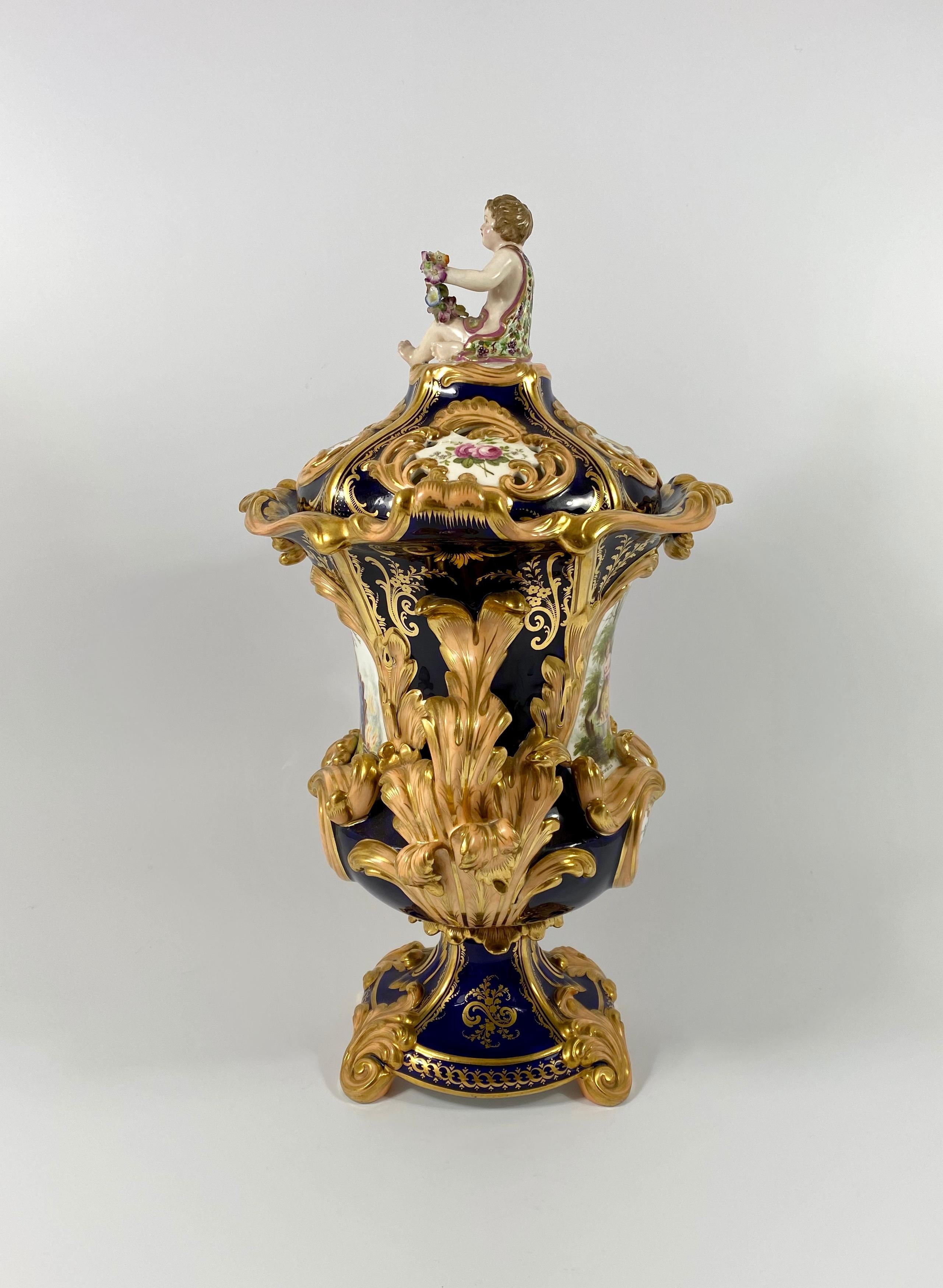 Fine pair Minton porcelain vases & covers, ‘Four Seasons’ c. 1830. 6
