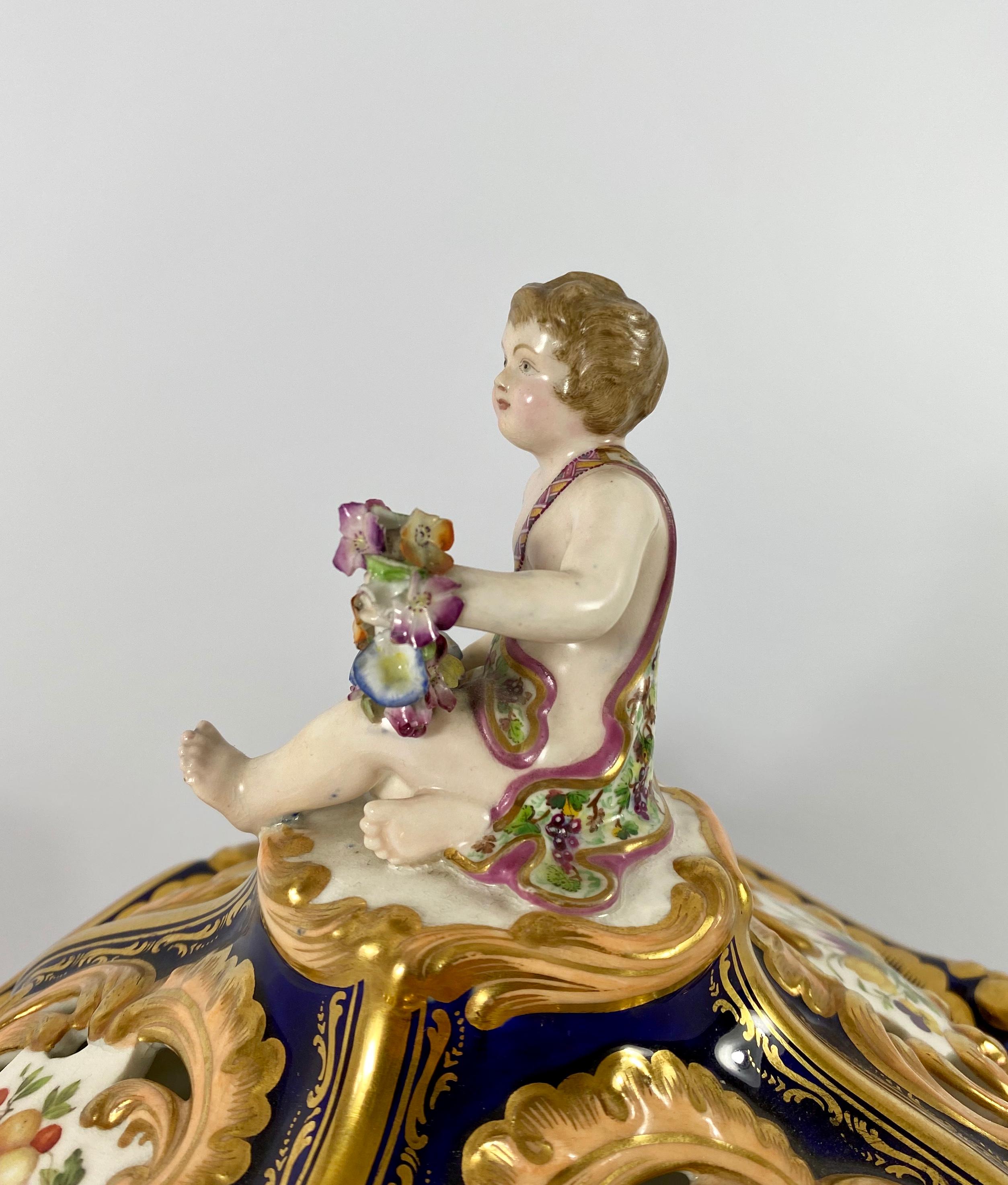 Fine pair Minton porcelain vases & covers, ‘Four Seasons’ c. 1830. 7
