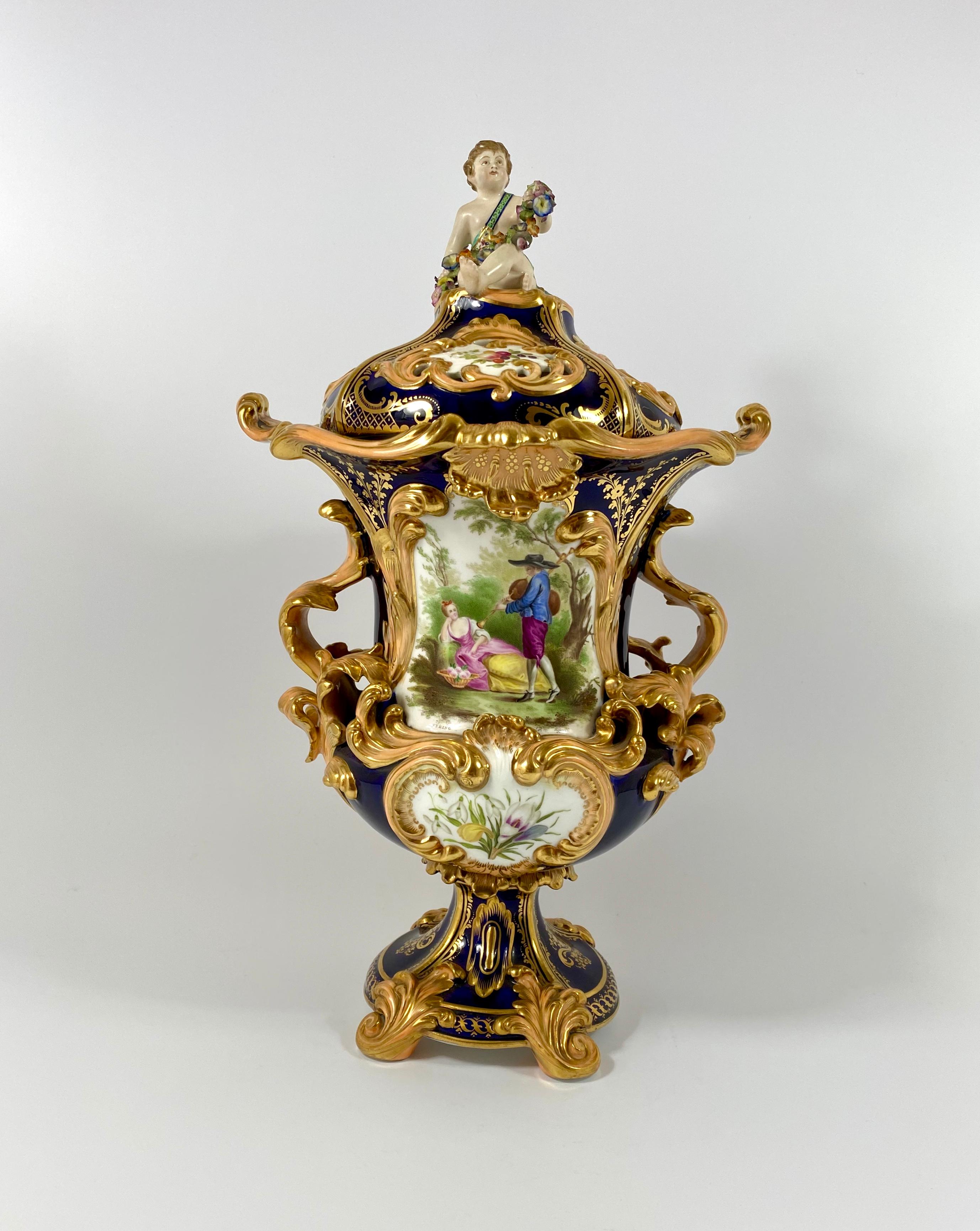 Fine pair Minton porcelain vases & covers, ‘Four Seasons’ c. 1830. 9