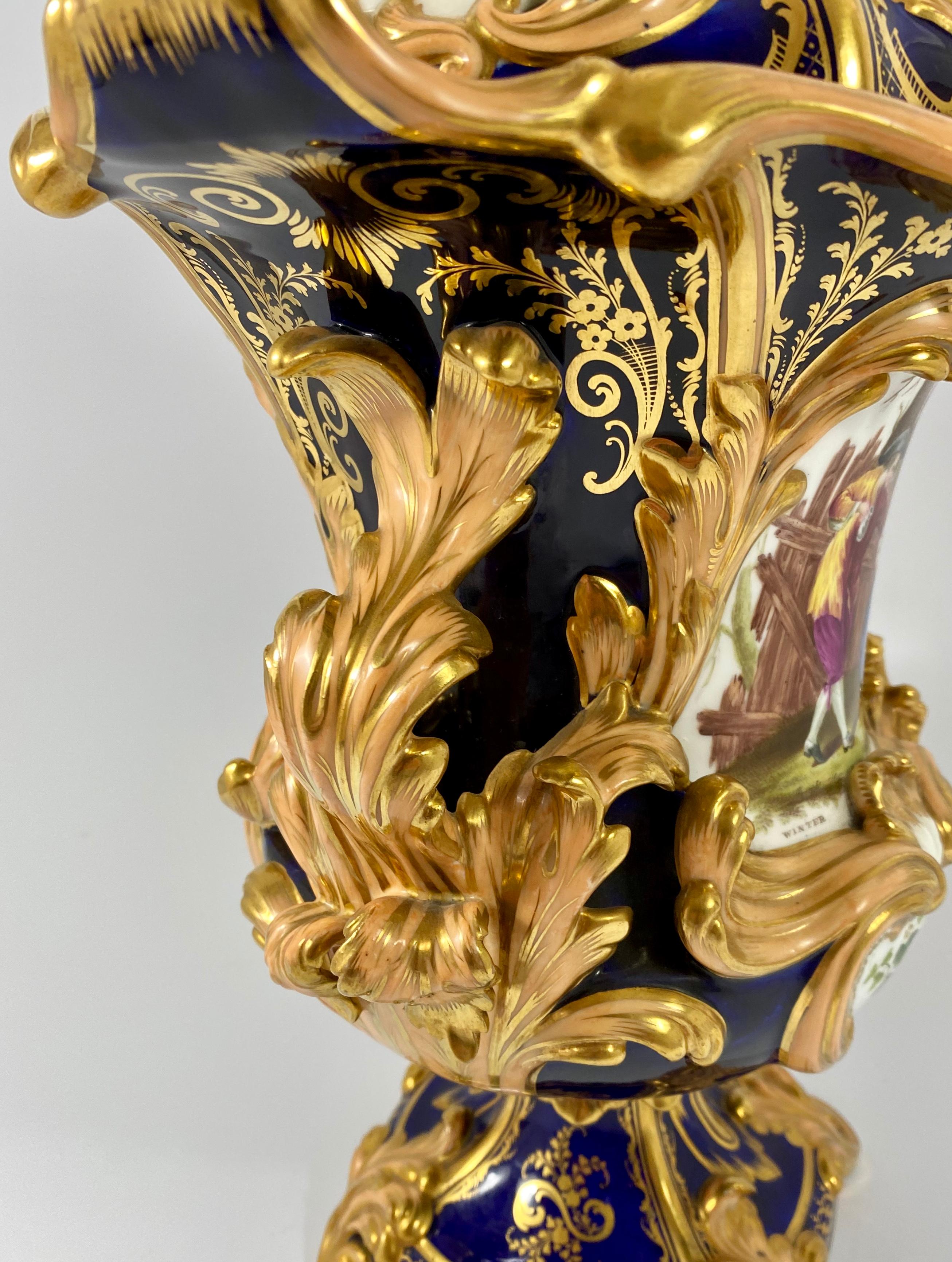 Fine pair Minton porcelain vases & covers, ‘Four Seasons’ c. 1830. 1