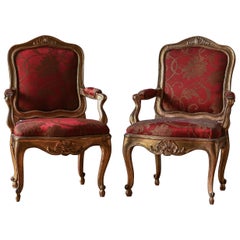 Paire de fauteuils rococo suédois du 18ème siècle de style rococo