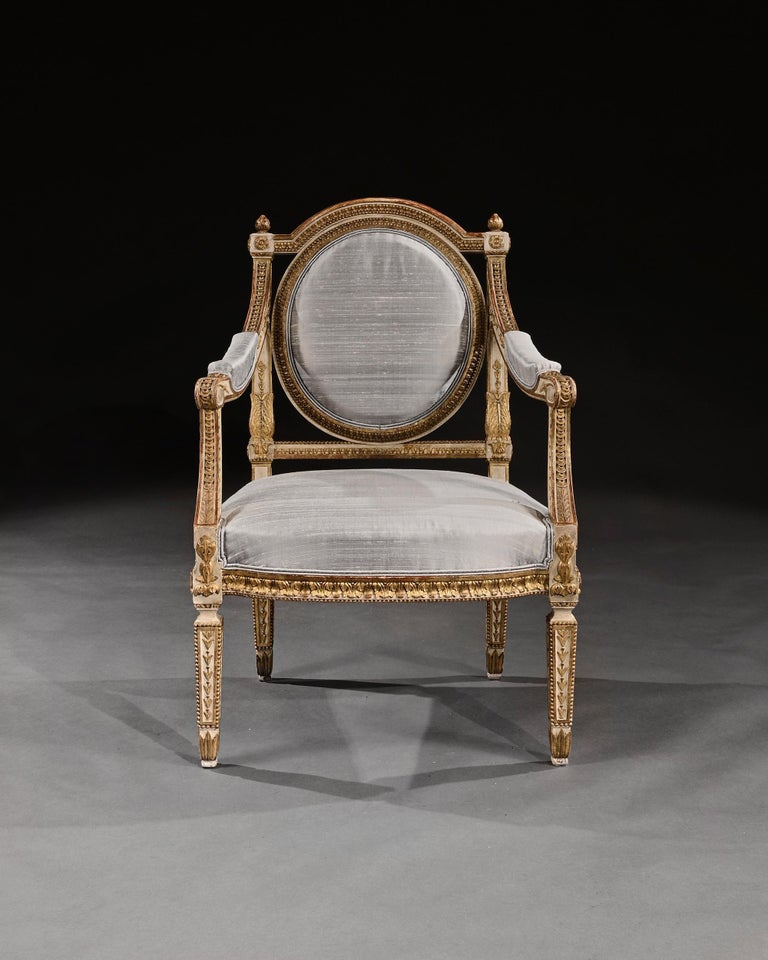 Fine Pair of 19th Century Decorative Italian Painted and Parcel Gilt ...