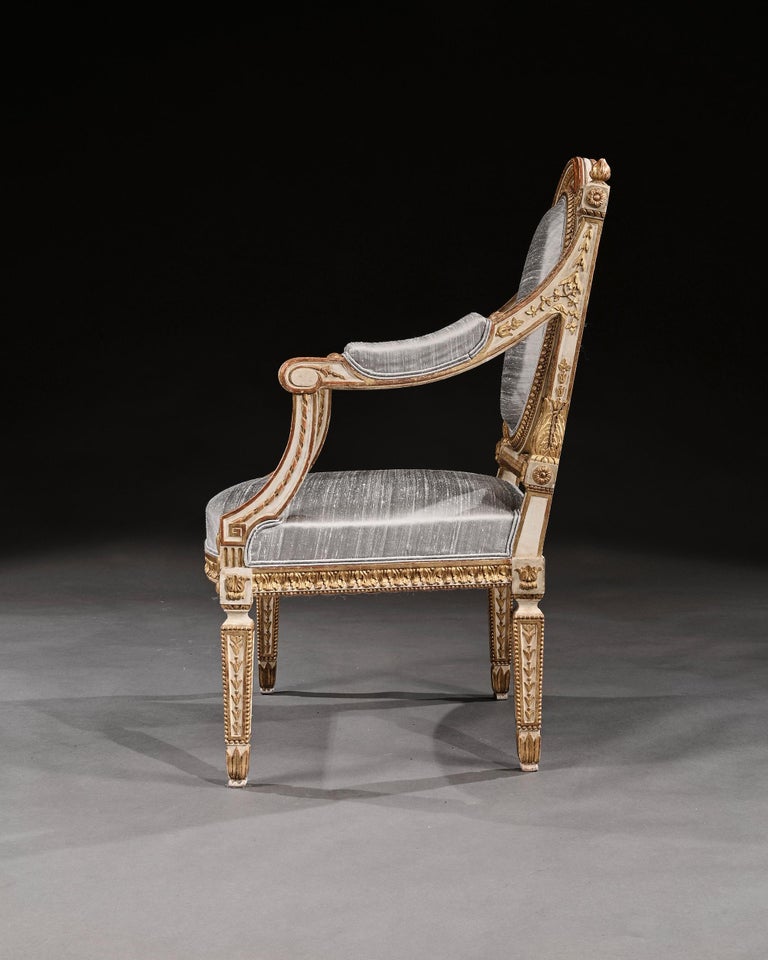 Fine Pair of 19th Century Decorative Italian Painted and Parcel Gilt ...