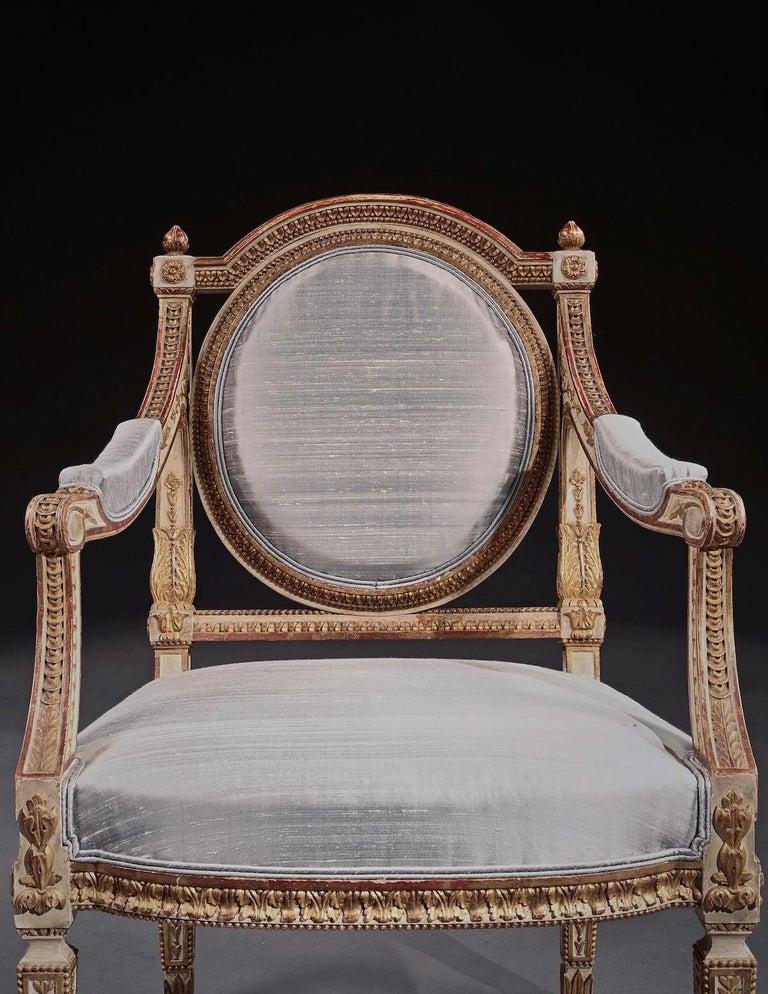 Fine Pair of 19th Century Decorative Italian Painted and Parcel Gilt ...