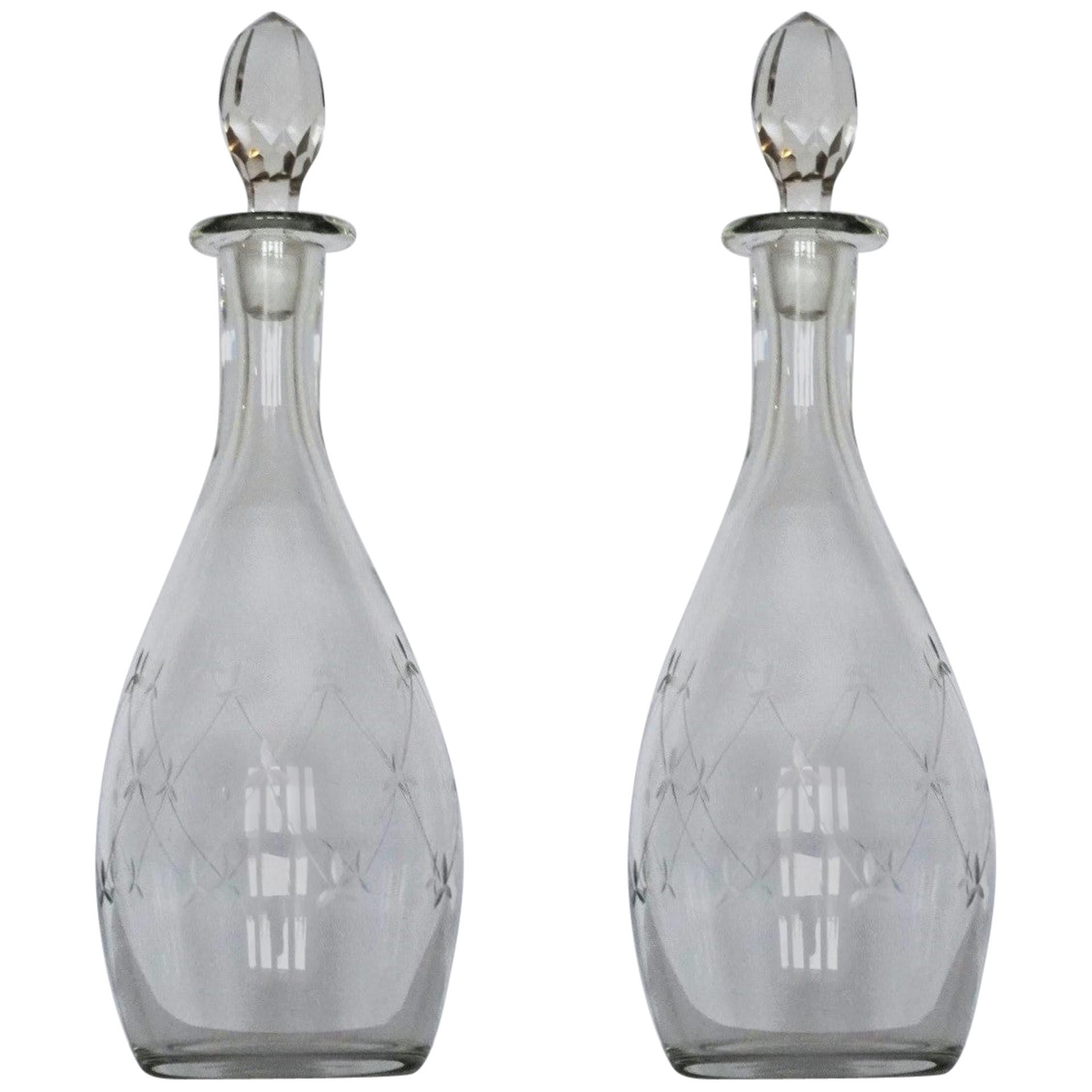 Fine Pair of Victorian Hand Blown Crystal Decanters, circa 1860-1870