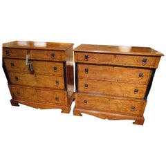 Fine Pair of 19th Century Biedermeier Birch and Ebonized Commodes