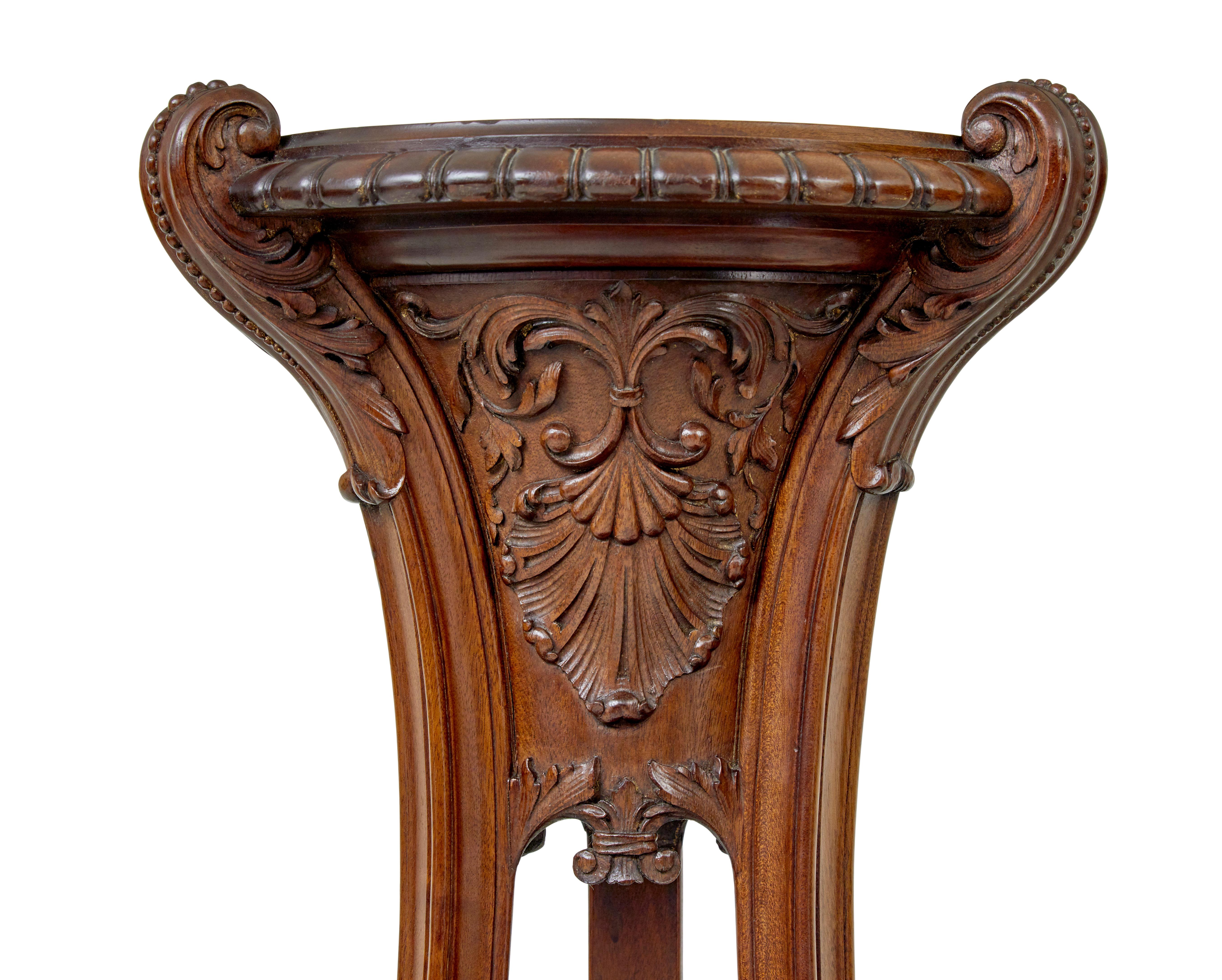 Victorian Fine pair of 19th century carved mahogany torcheres by Morison & Co For Sale